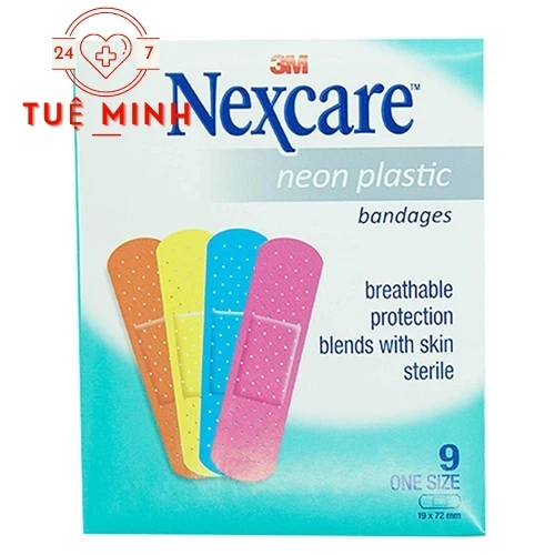 Nexcare neon plastic - Băng keo cá nhân Nexcare màu Neone, 9 miếng