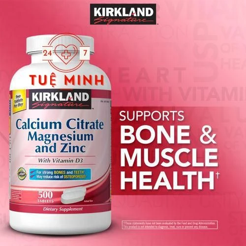 Kirkland calcium citrate magnesium and zinc 500 viên chính hãng bán tại