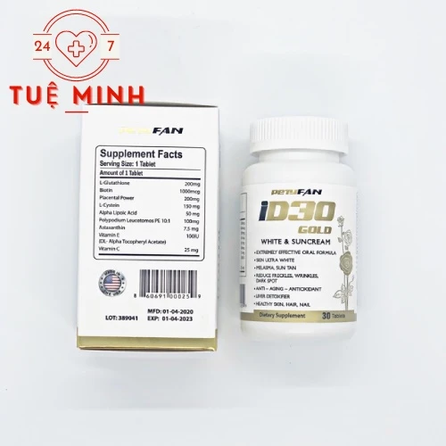 ID30 Gold - Viên uống chống nắng, làm trắng da hiệu quả