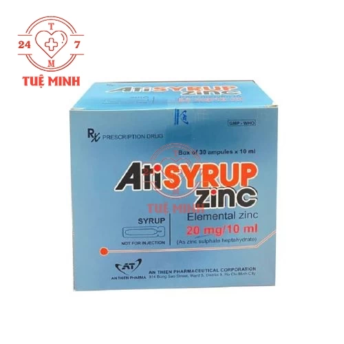 Atisyrup Zinc Hộp 20 Ống - Giúp điều trị thiếu kẽm