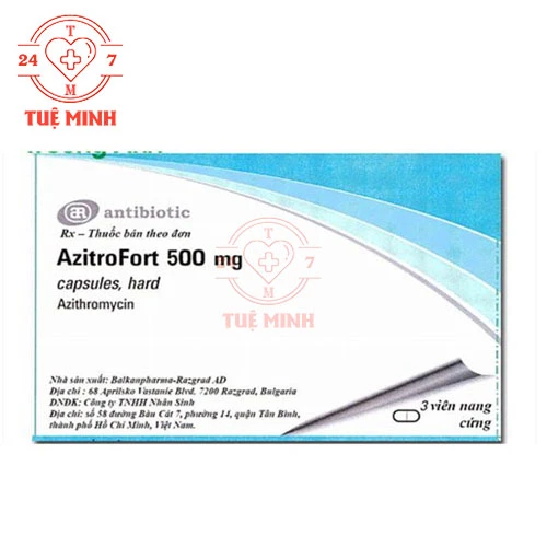 AzitroFort 500 mg Balkanpharma - Thuốc điều trị nhiễm khuẩn đường uống