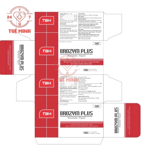 Brozym Plus Takarai - Viên uống hỗ trợ giảm sưng, phù nề do viêm, chấn thương