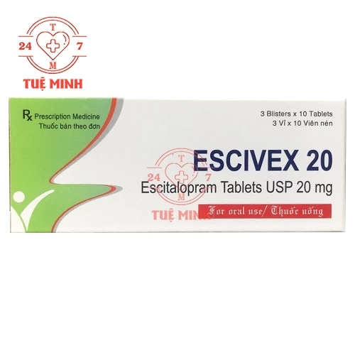 Escivex 20mg - Thuốc điều trị bệnh trầm cảm hiệu quả của Ấn Độ