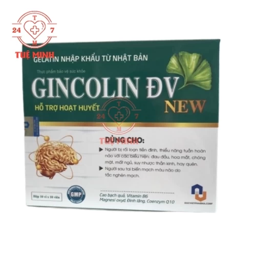 Gincolin ĐV New - Viên uống hỗ trợ hoạt huyết và tăng cường tuần hoàn máu não