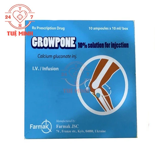 Growpone 10% 10ml - Thuốc dự phòng và điều trị hạ Calci huyết 