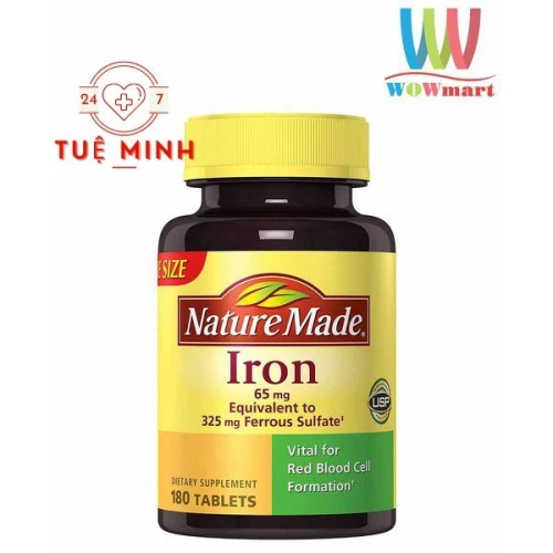 Nature made iron 65mg 180 viên