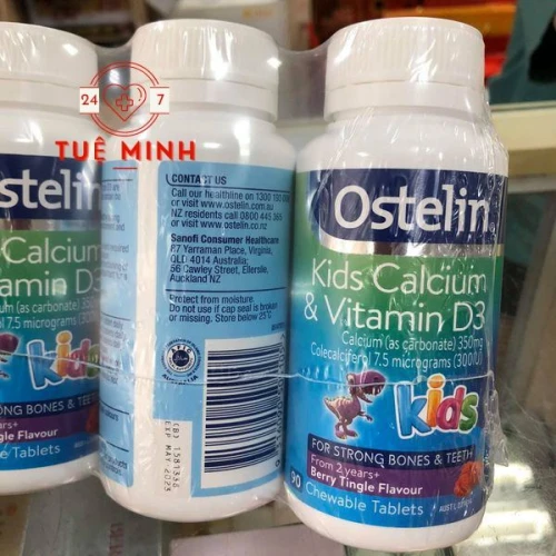 Ostelin calcium & vitamin d kids chewable 90 viên