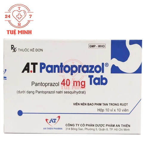 A.T Pantoprazol tab 40mg - Thuốc điều trị viêm loét dạ dày – tá tràng