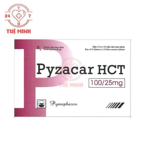 Pyzacar HCT 100/25 mg Pymepharco - Thuốc điều trị tăng huyết áp