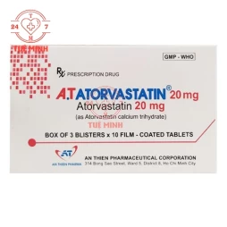 A.T Atorvastatin 20mg - Thuốc điều trị tăng cholesterol máu hiệu quả