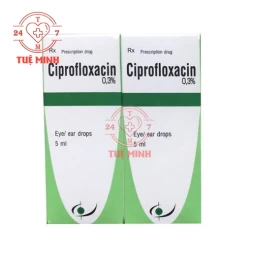 Ciprofloxacin 0,3% 5ml Bidiphar - Thuốc trị nhiễm khuẩn mắt, tai (10 hộp)