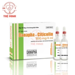 Citicolin 1000mg/4ml Danapha - Thuốc điều trị rối loạn ý thức trong giai đoạn cấp của nhồi máu não