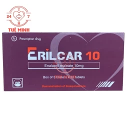 Erilcar 10 Pymepharco - Thuốc điều trị tăng huyết áp