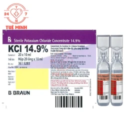 Sterile Potassium Chloride Concentrate 14.9% B.Braun - Thuốc điều trị thiếu hụt kali